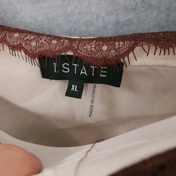 1.State Printed Lace Trim Halter Sleeveless Maxi Brown Multi Dress Womens XL - Picture 3 of 9